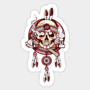 Native American BASSic Skull Sticker